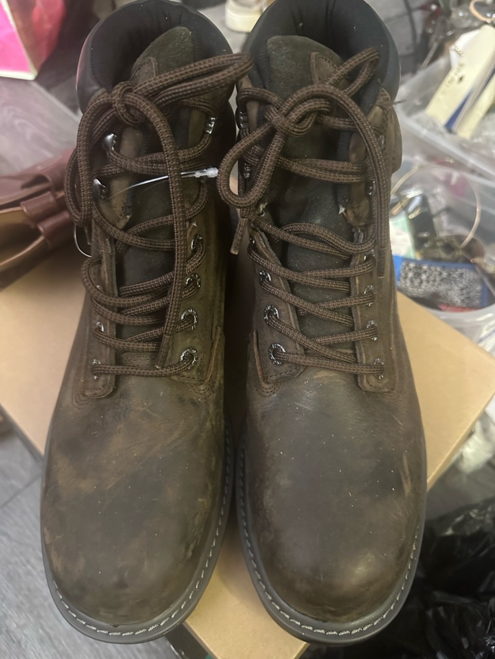 Wolverine Dark Brown Lace-Up Steel Toe Work Boots